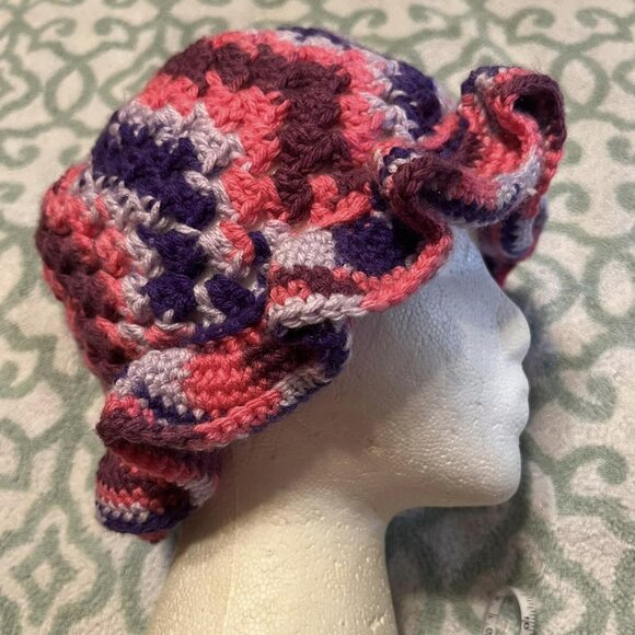 New Handmade Pink and Purple Ruffle/Bucket Hat - (7"x20-25")	2024 Collection - Picture 1 of 5